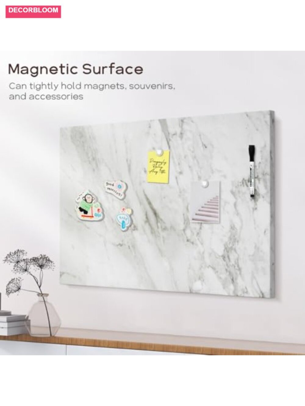 24x18 Magnetic Dry Erase Board Wall Mount White Marble Frameless - Picture 5 of 5